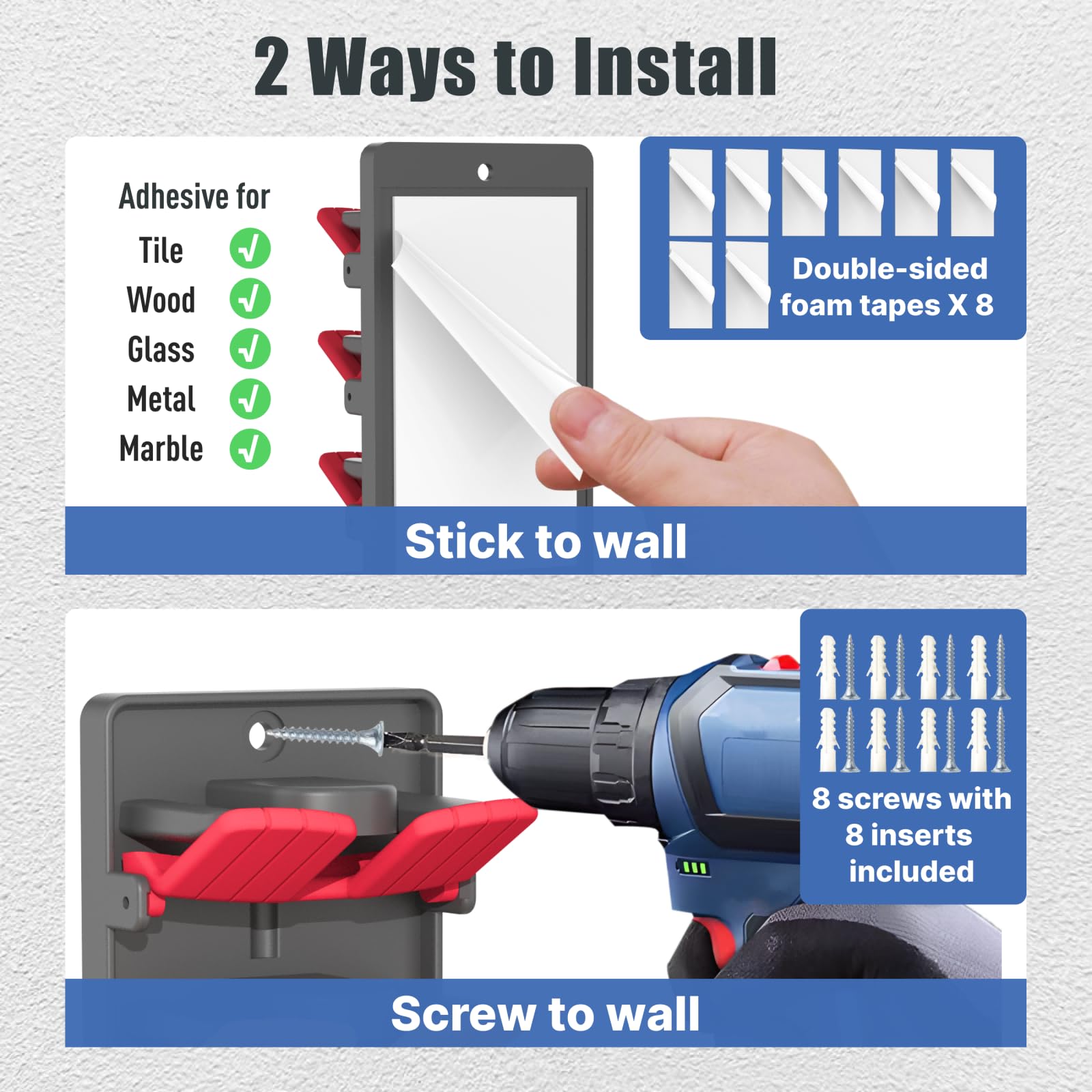 BRUBEQO hat organizer with adhesive and screws