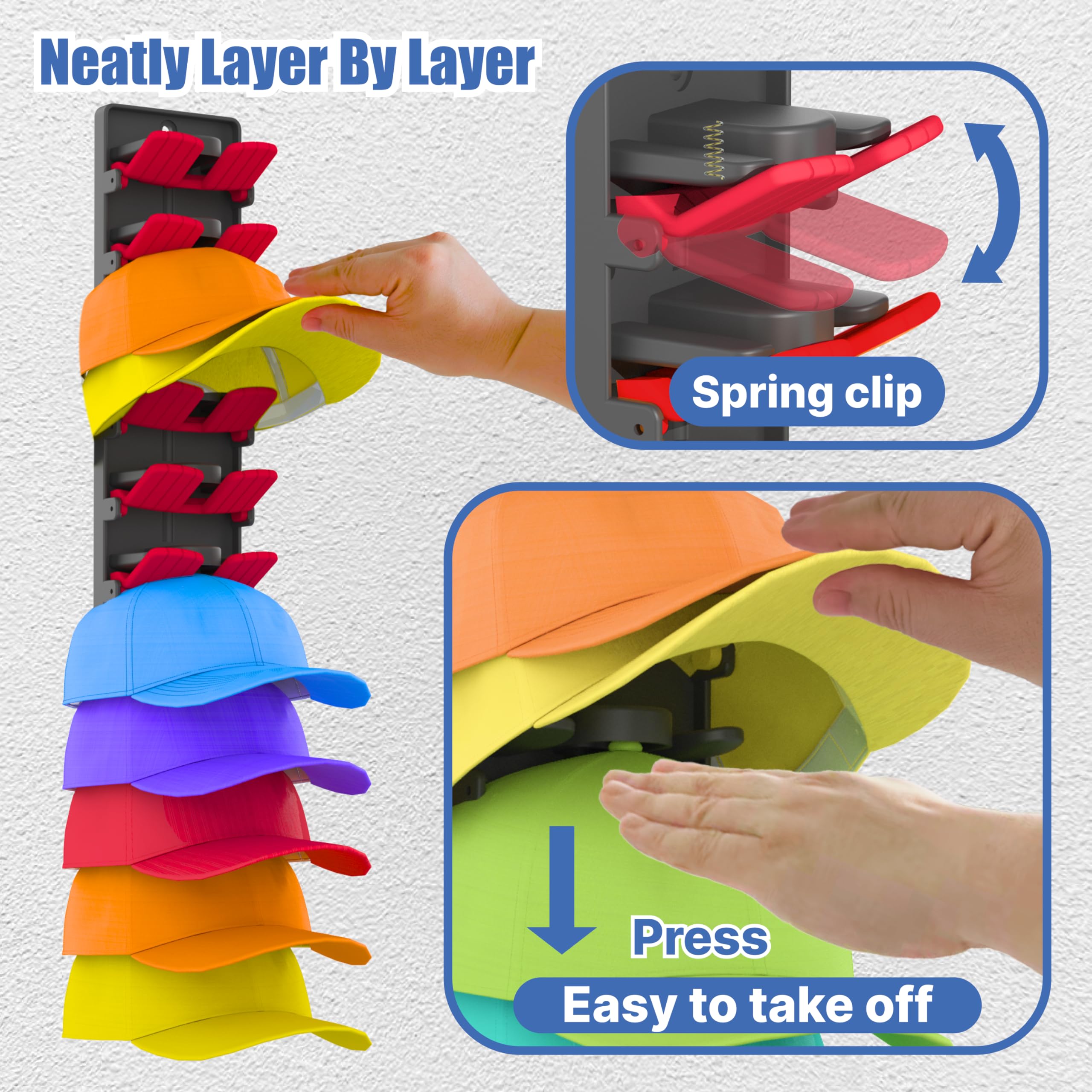 BRUBEQO wall mount hat rack holder for caps