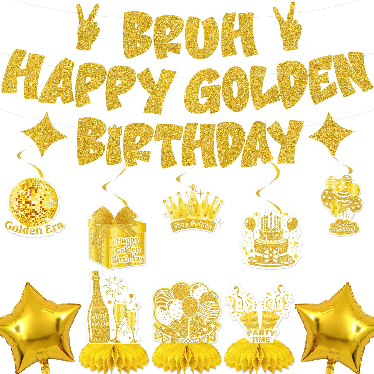 Bruh golden birthday banner from kit