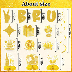 Three honeycomb decorations from Bruh golden birthday kit