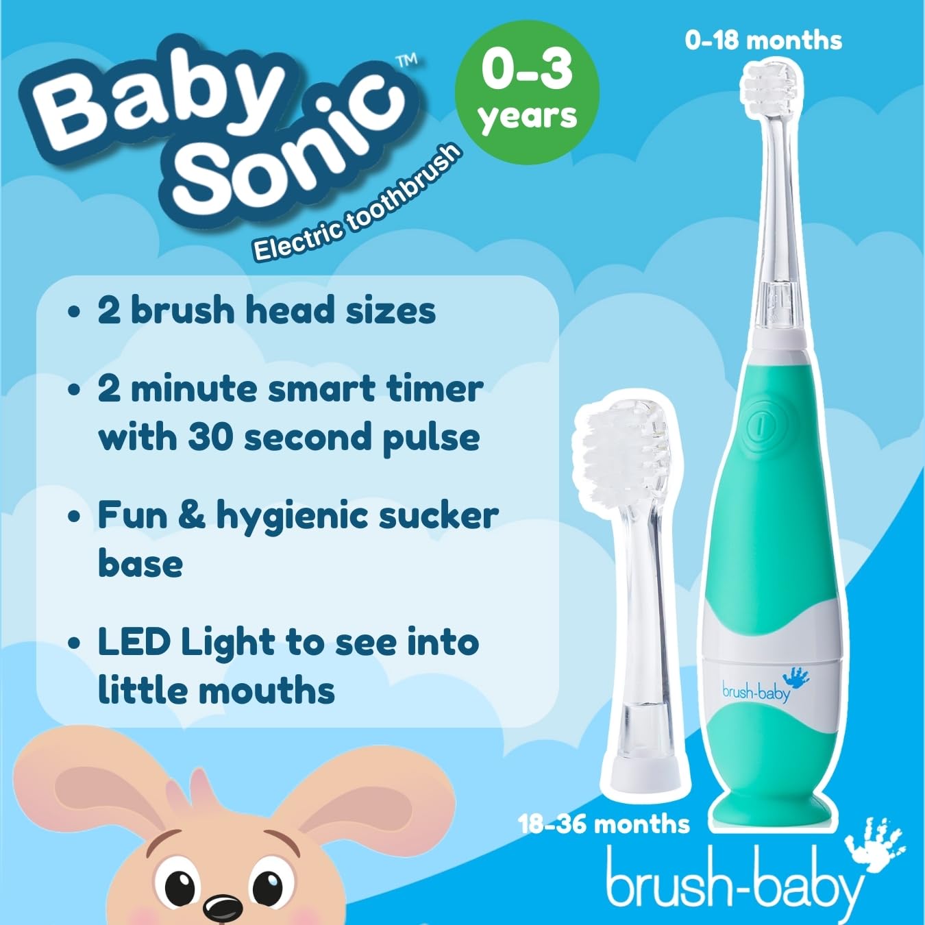 built-in LED timer feature for 0-3 year olds