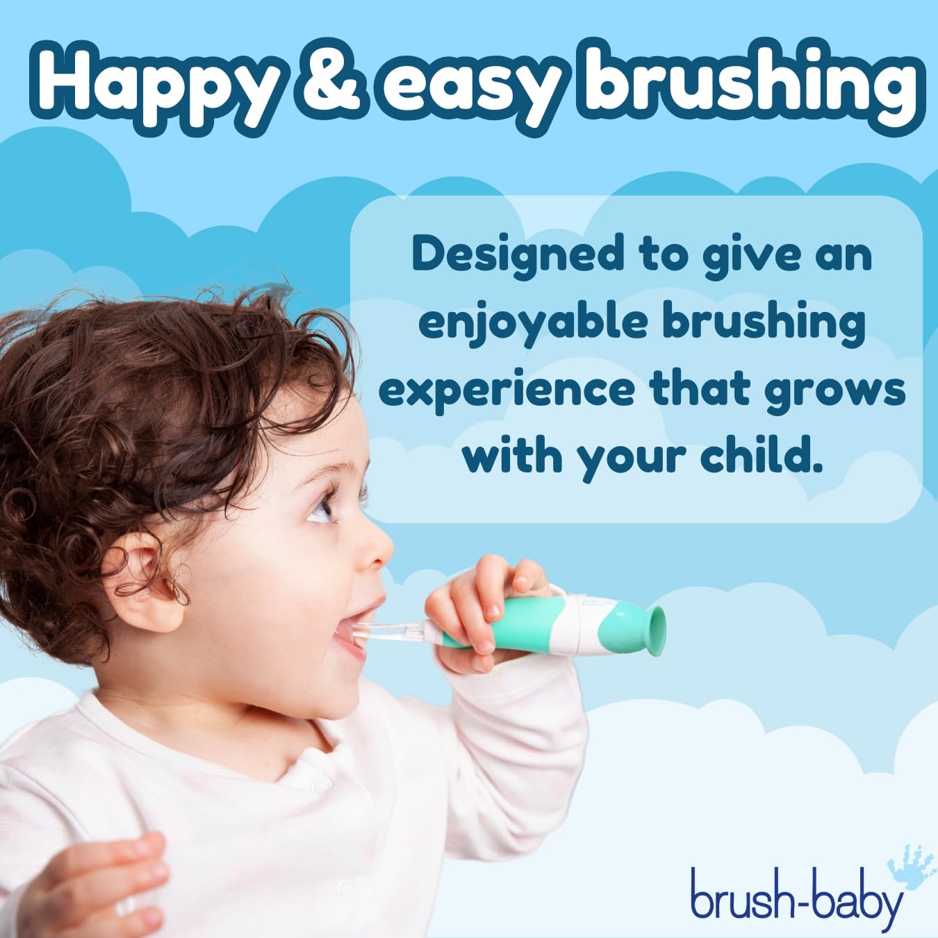 teal color BabySonic toothbrush packaging for infants