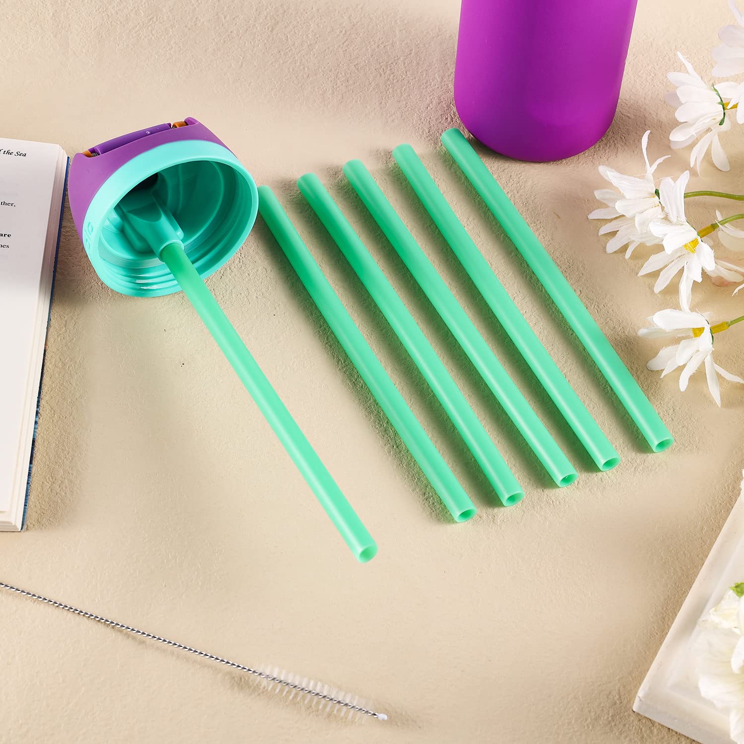 Cleaning brush included with Owala FreeSip straw set