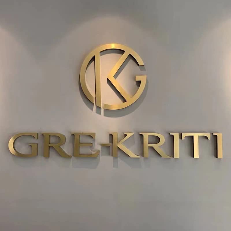 Mirror gold finish metal signage for reception