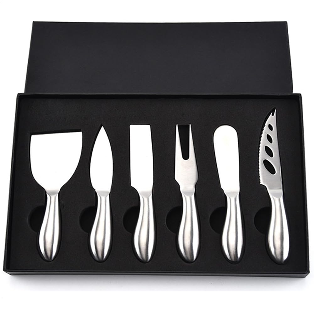 Brushed handle design on cheese knives