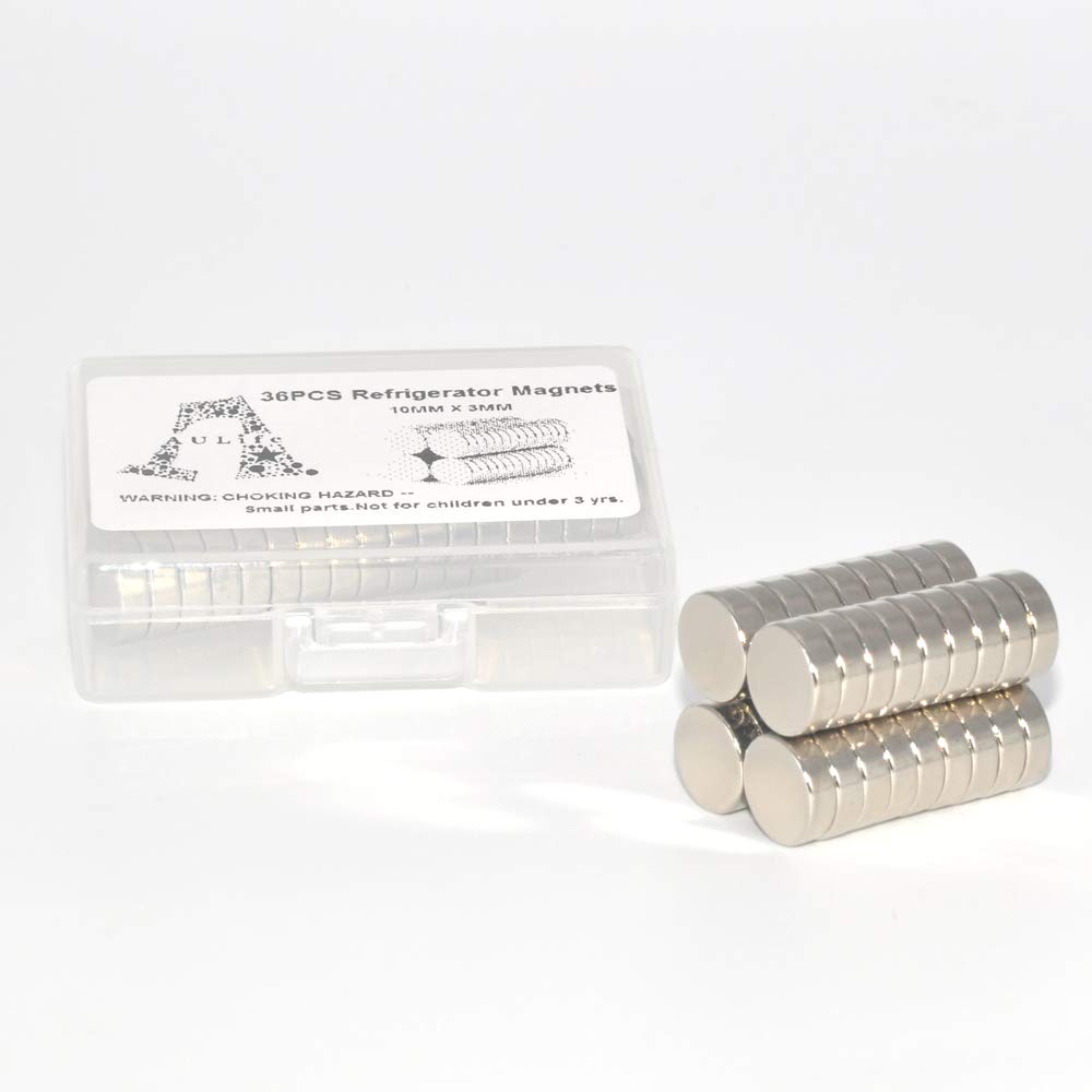 Brushed nickel round refrigerator magnets A AULIFE