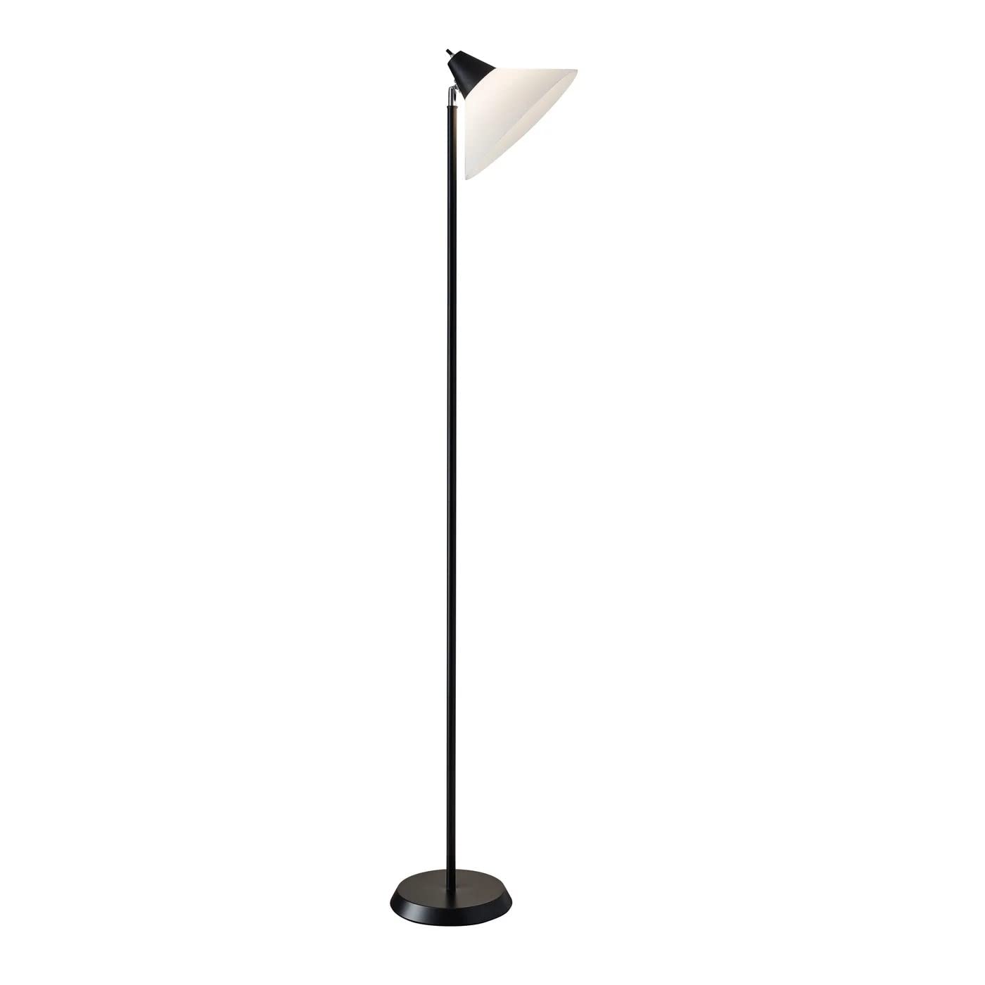 Black cord Adesso floor lamp in brushed steel