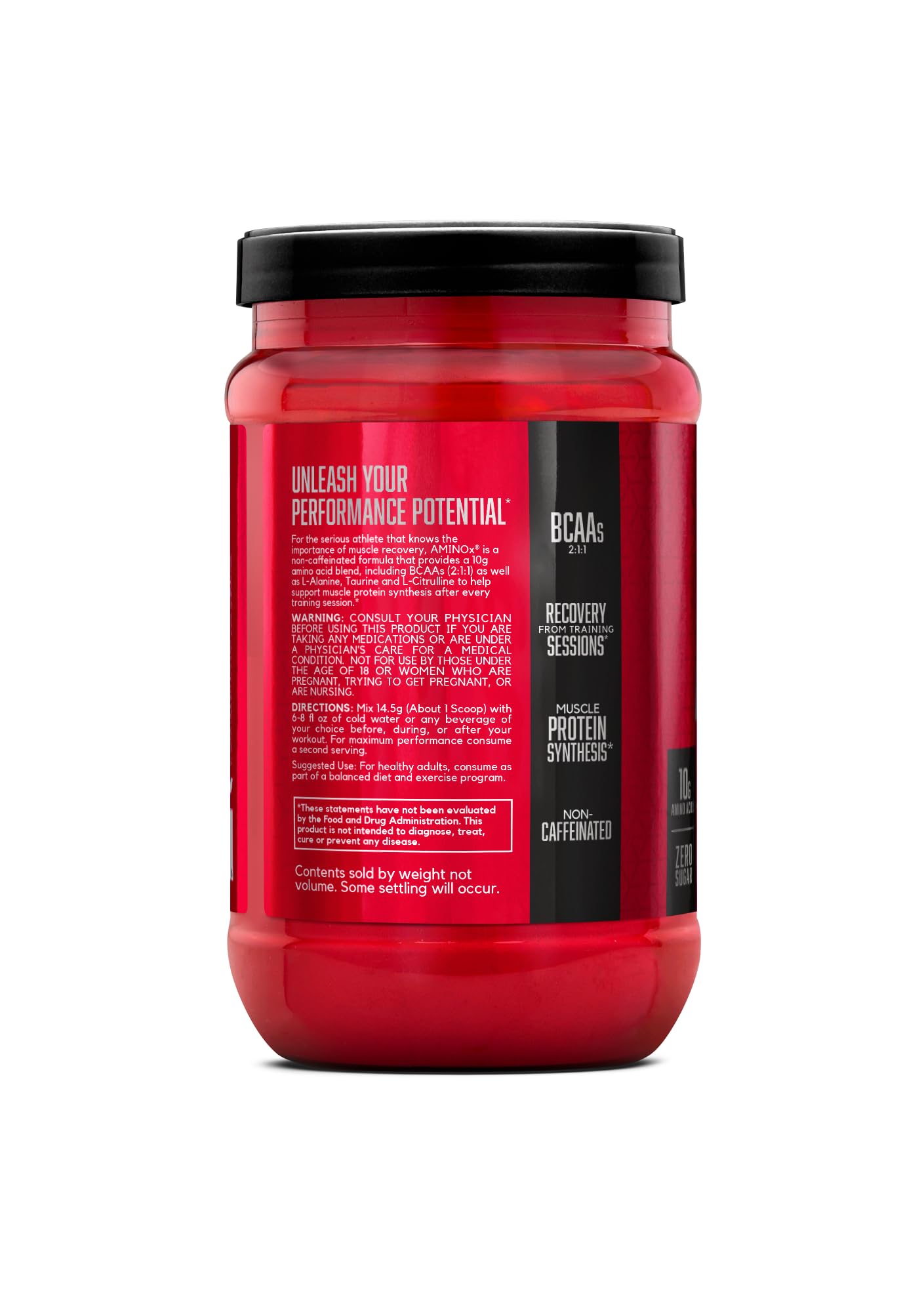 Amino X caffeine free supplement bottle
