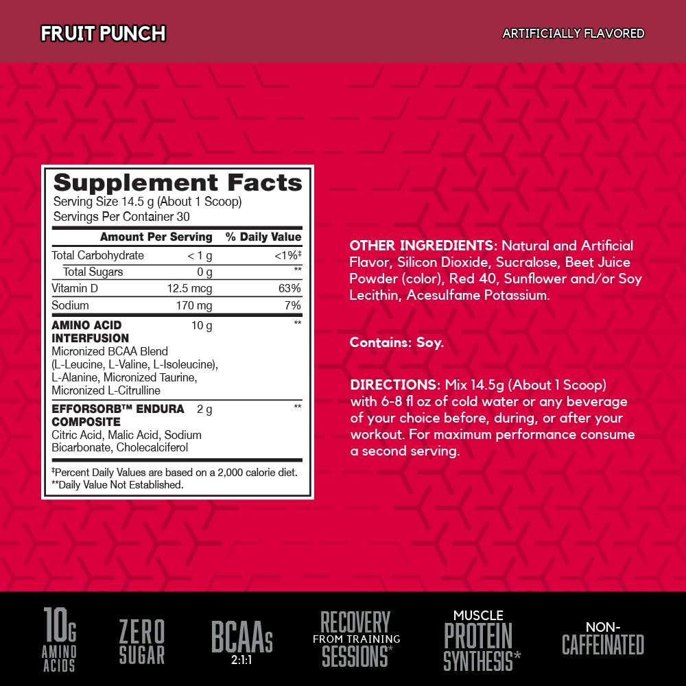 BSN Amino X BCAAs fruit punch flavor packaging