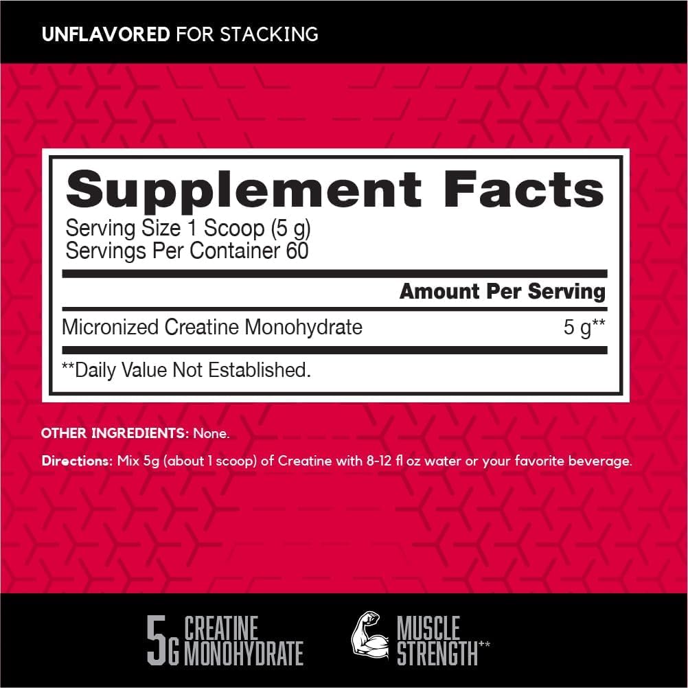bsn creatine monohydrate 5 g per serving label