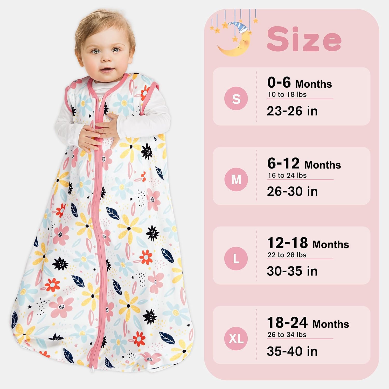BSTOPPT sleep sacks four sizes from S to XL