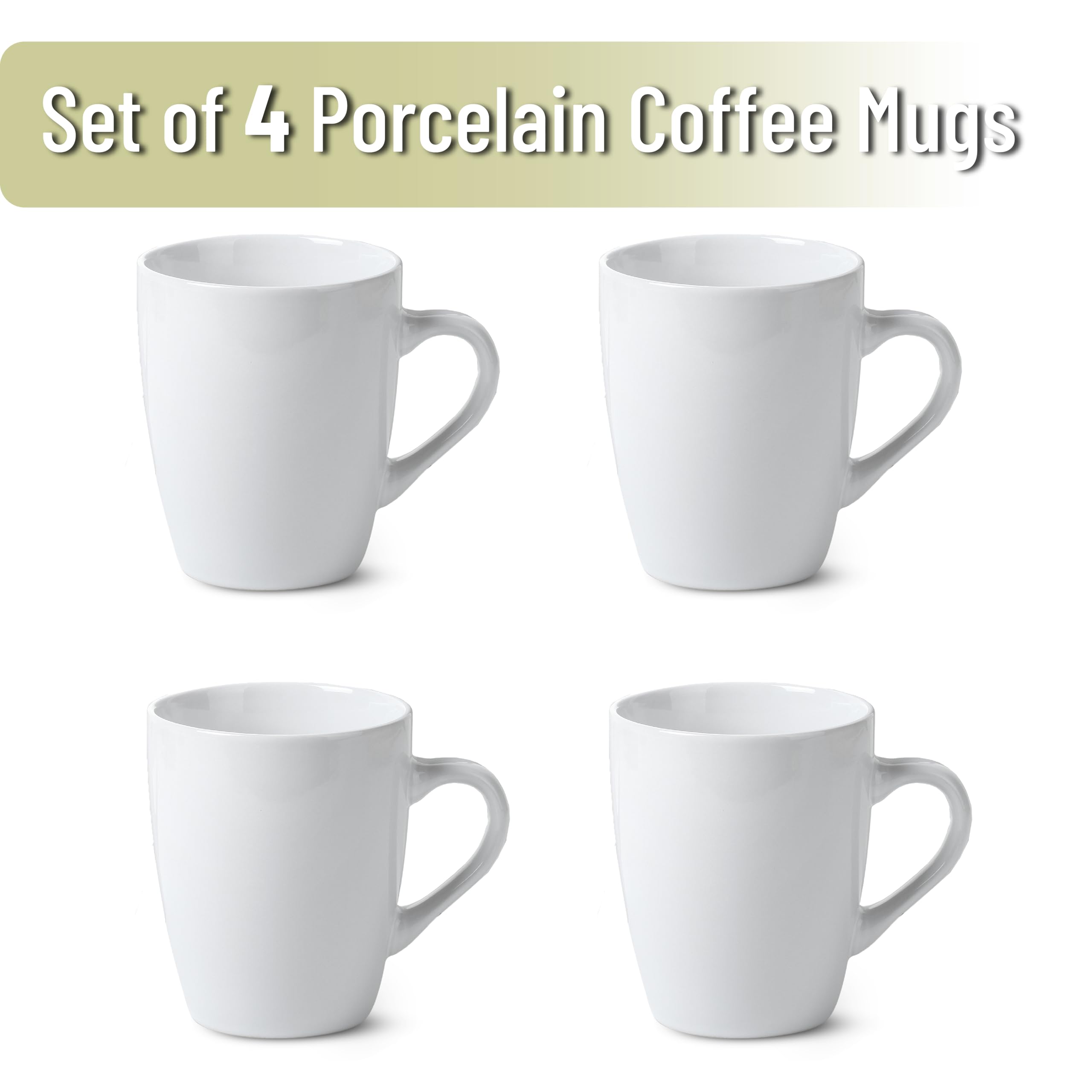 BTaT 12oz white bone china mug with handle