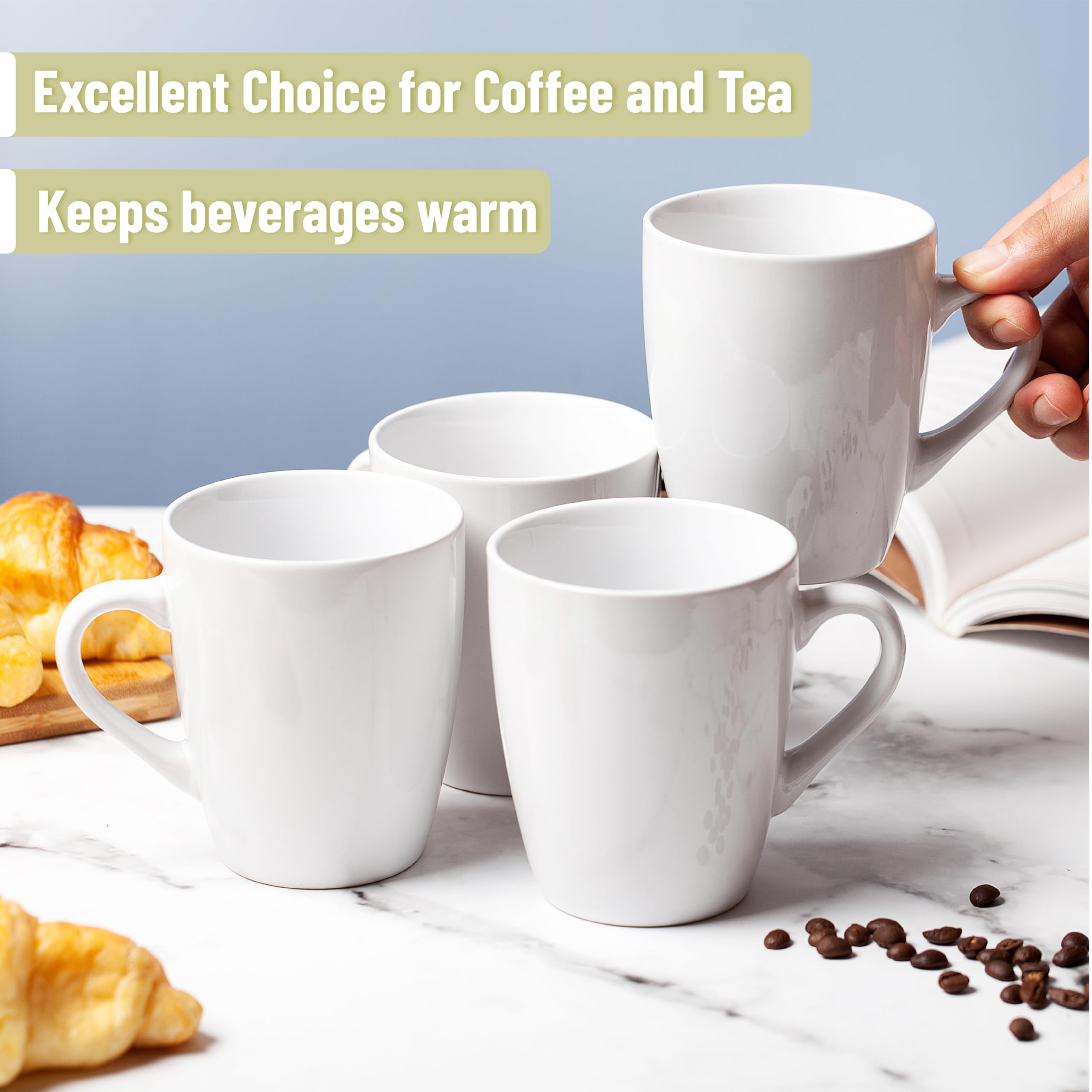 BTaT white ceramic cups 12oz set on kitchen counter