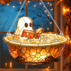 Cute ghost ornament gift with message card BubBoo Halloween decor