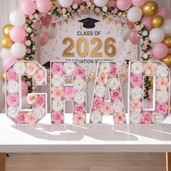 Bucherry pink 15.7 inch grad letters foam board centerpiece