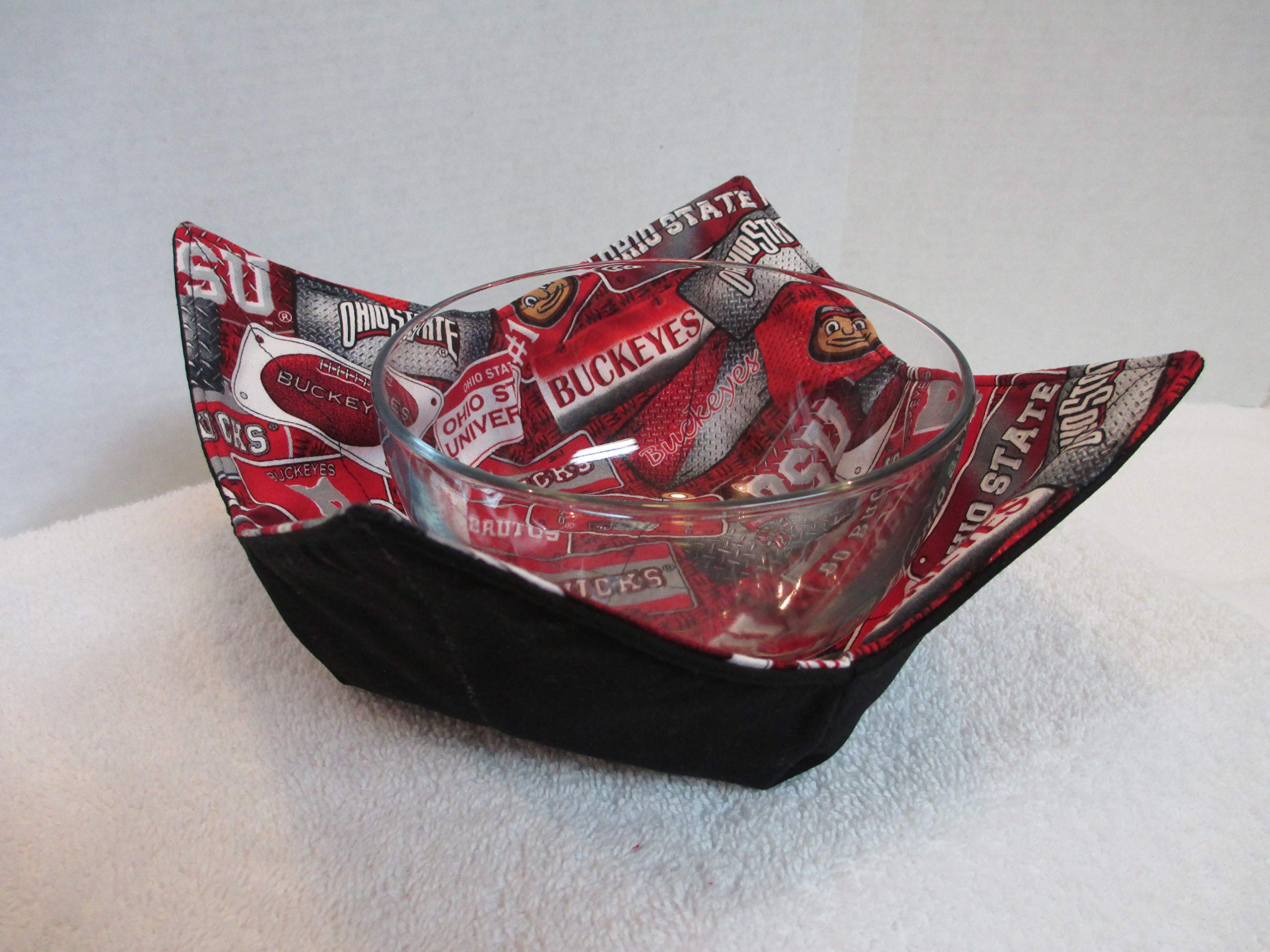 Microwave reheating Buckeyes bowl cozy