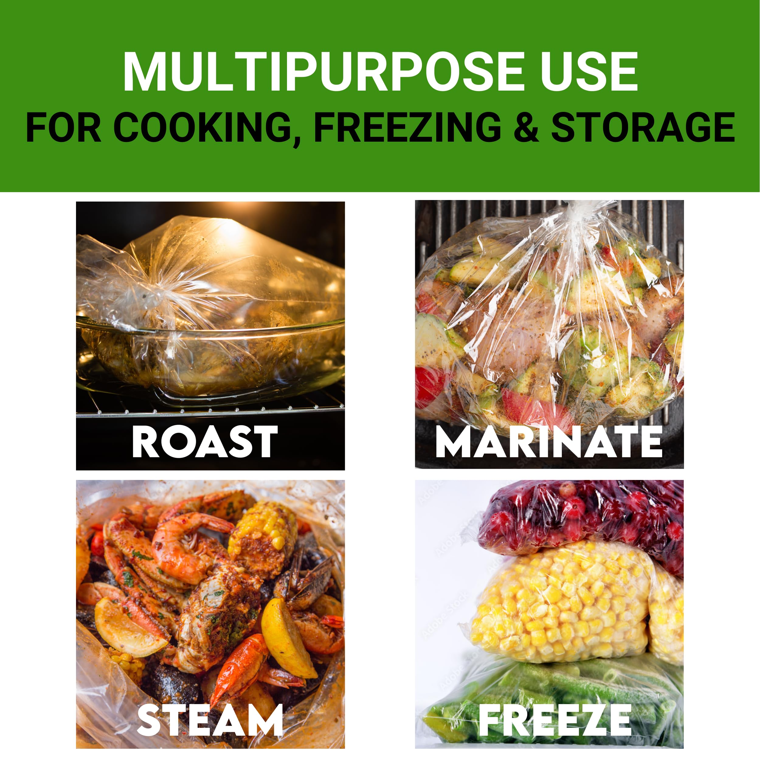 Oven safe bags from -100°F to 400°F for multiple appliances