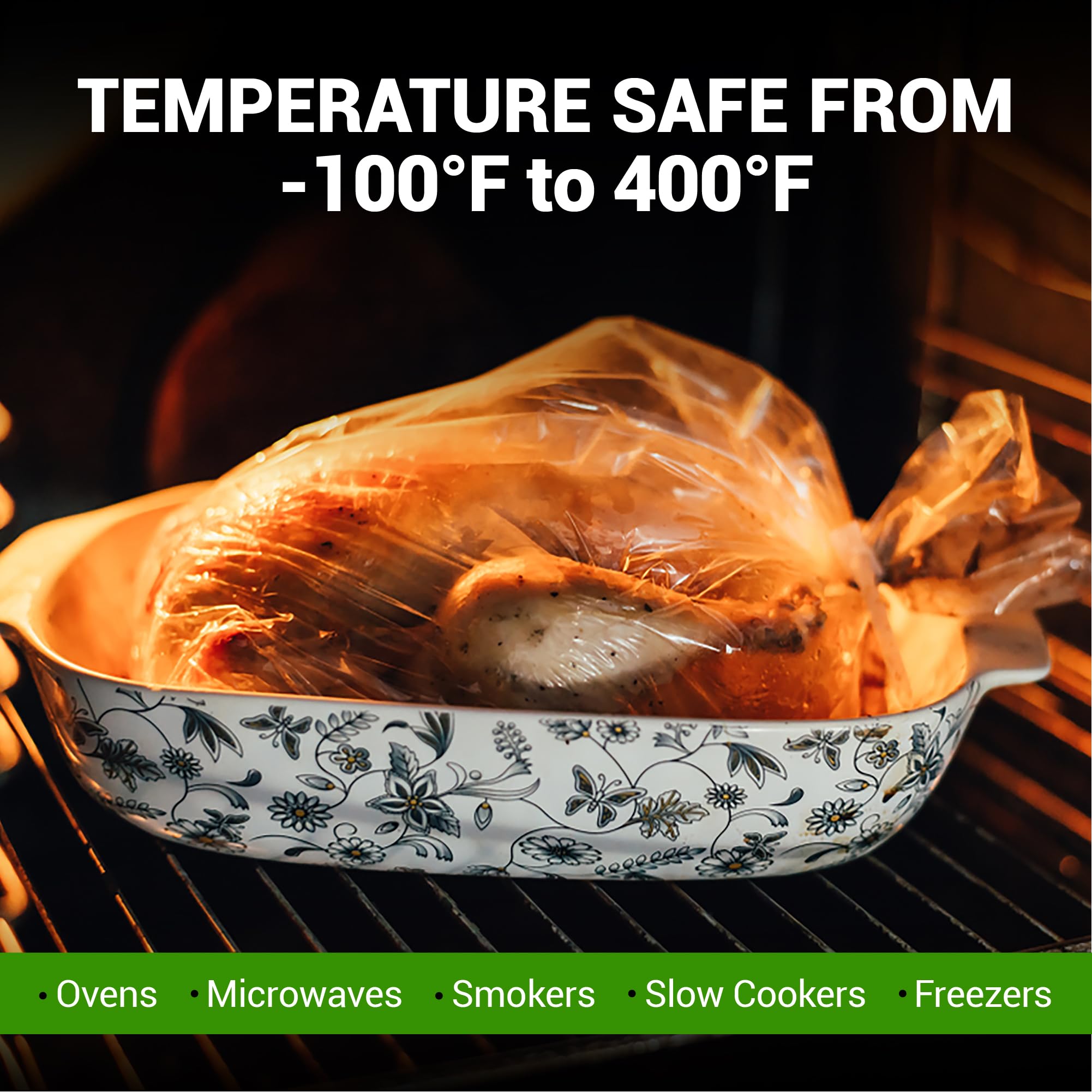 Poultry and vegetables roasting bags sealing in moisture