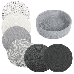 BUEDM 8 inch trivets with cotton pads and basket