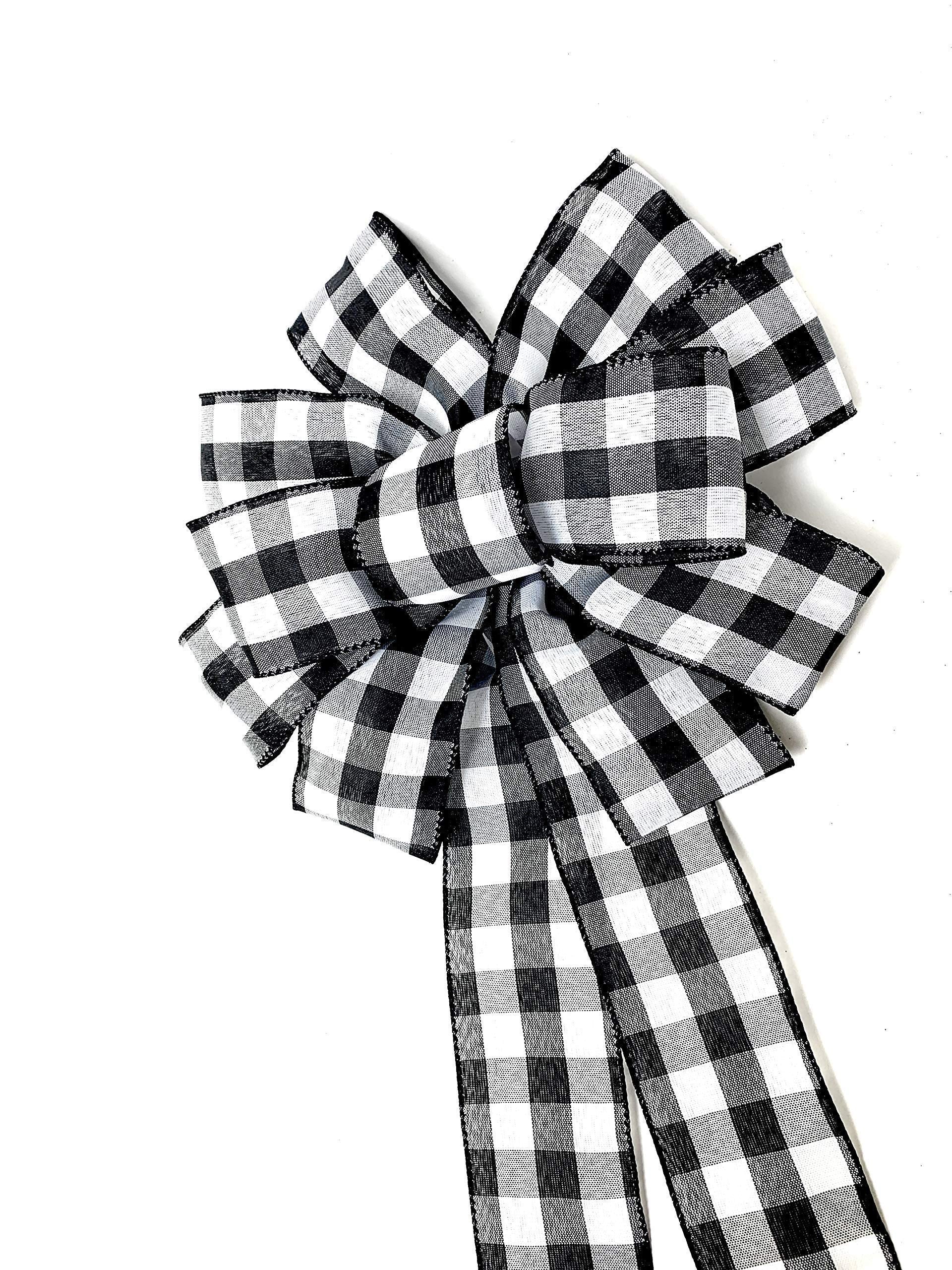 Buffalo check ribbon bow for holiday wreaths
