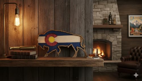 12x18 inch Colorado Buffalo Flag Wood Wall Art mounted