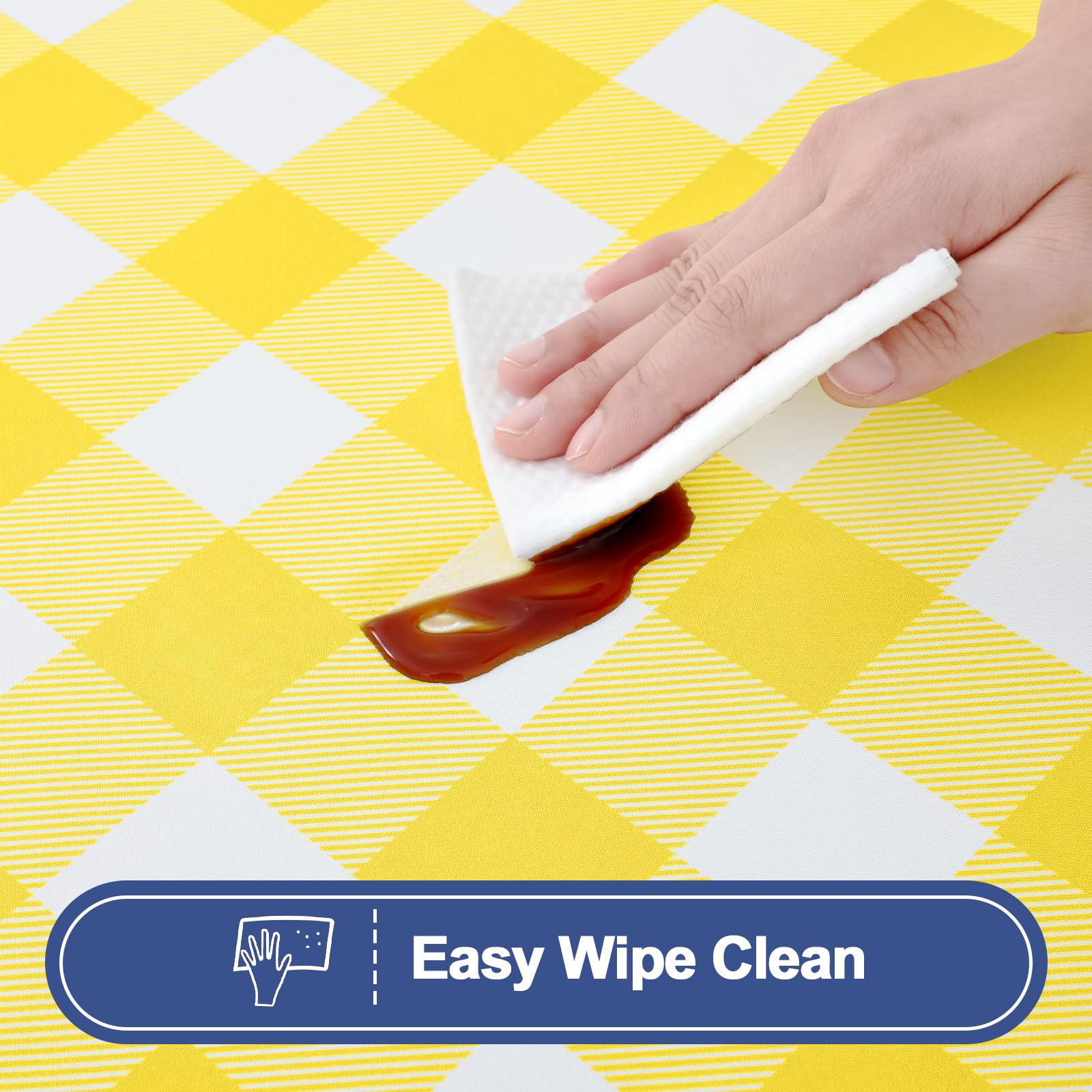 Buffalo plaid pattern detail on table cover