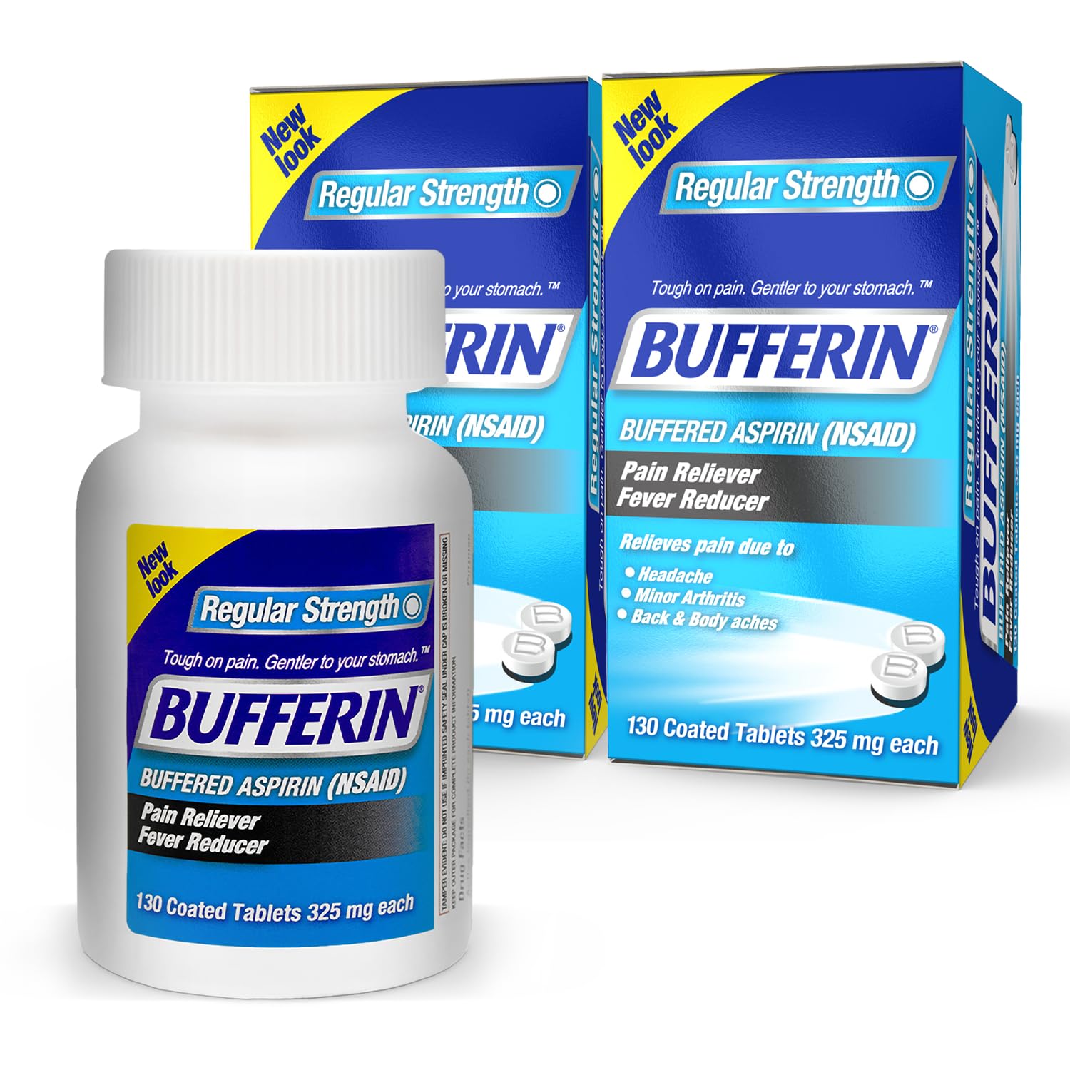 Bufferin Aspirin 325mg tablets 2 pack label