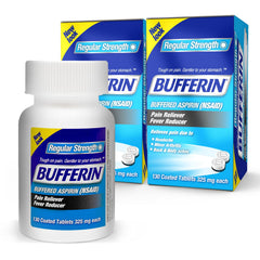 Bufferin Aspirin 325mg tablets 2 pack label