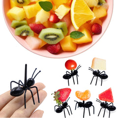 ant toothpicks shown with fruit appetizers on platter