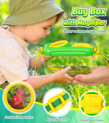 Bug viewer box with magnifier and hand magnifying glass
