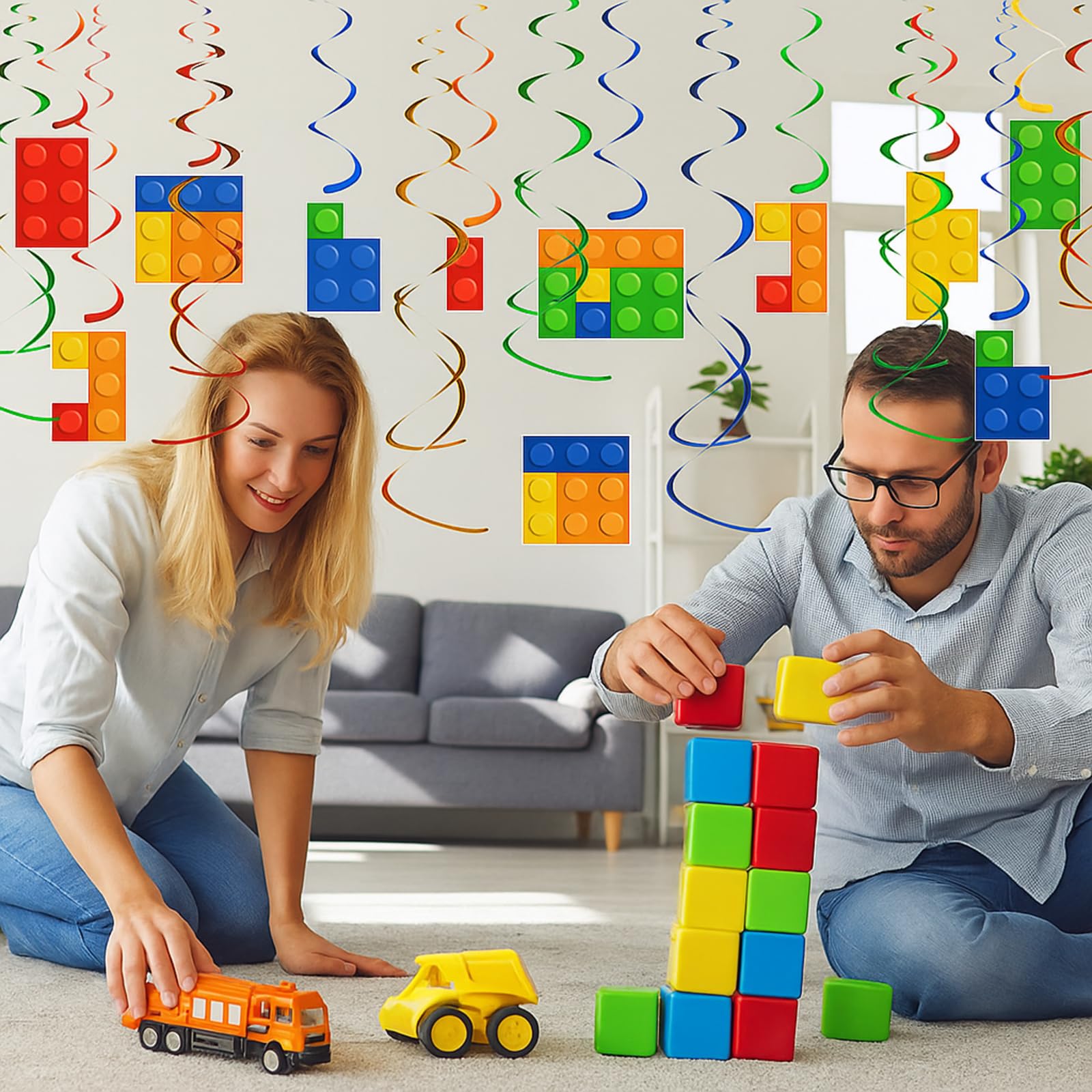 building block party decor set for birthday celebration image