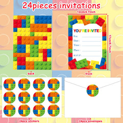 Building blocks invitations with 24 envelopes