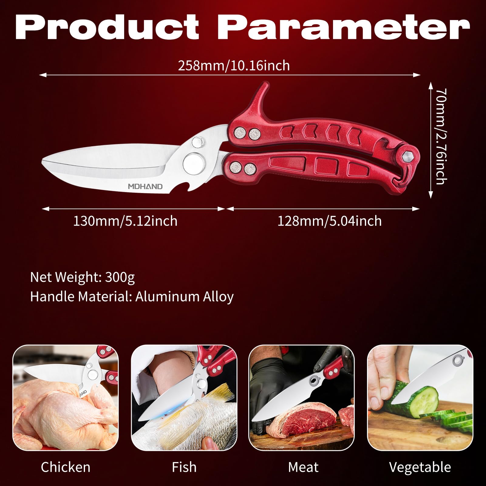 Built-in bottle opener on kitchen shears