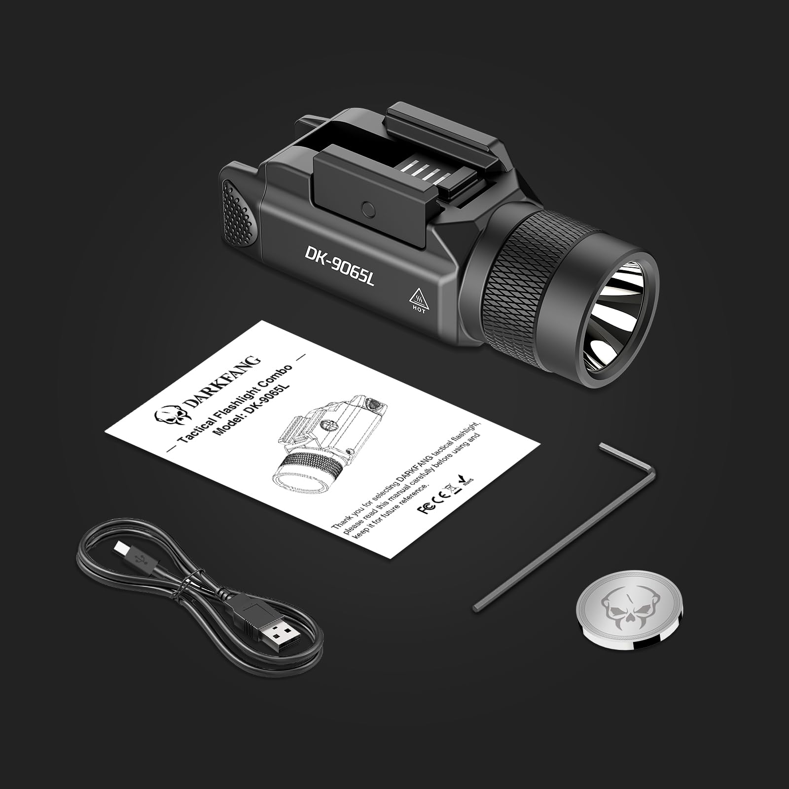 Built-in lithium polymer pouch cell inside the weapon light