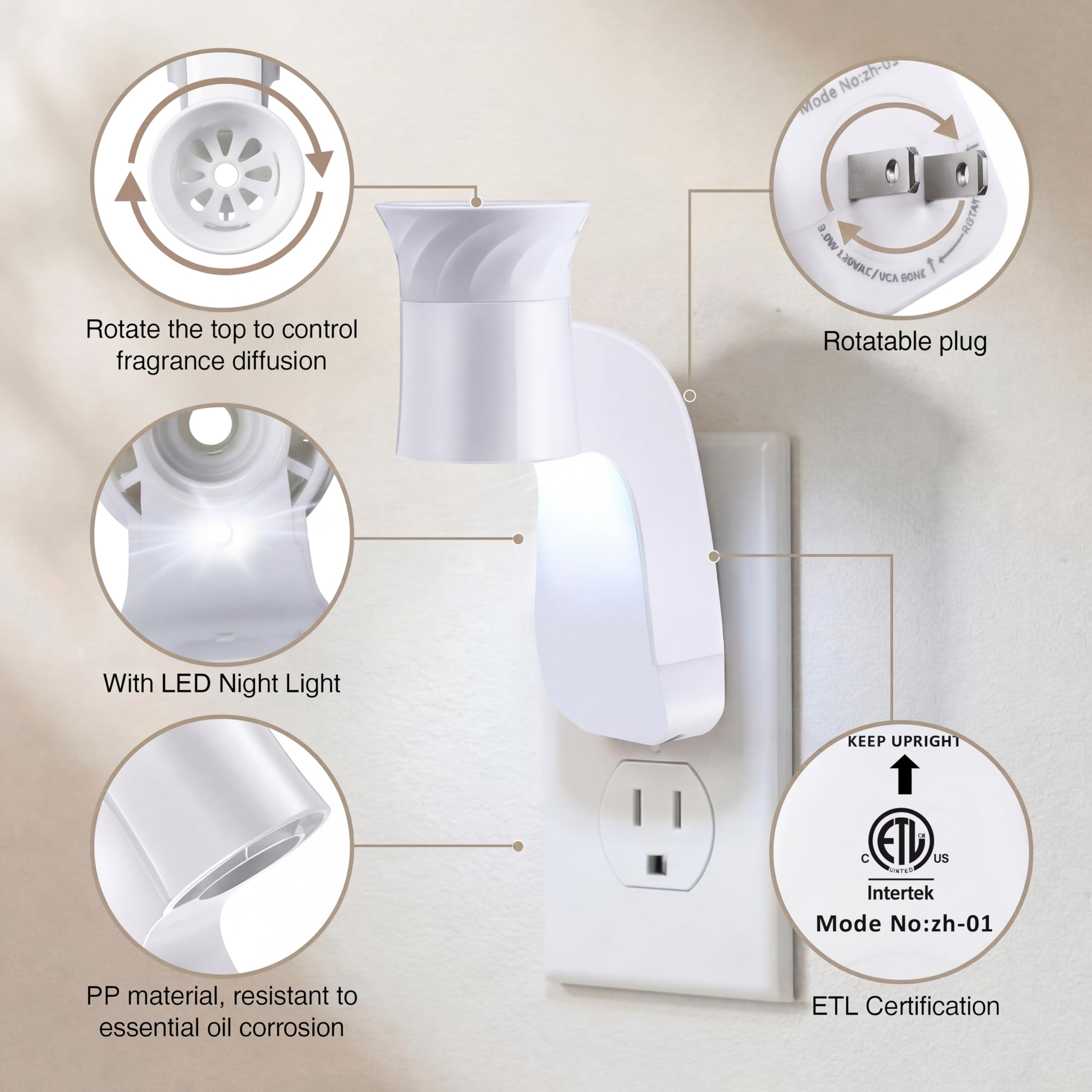 Fragrance plug showing built-in night light image