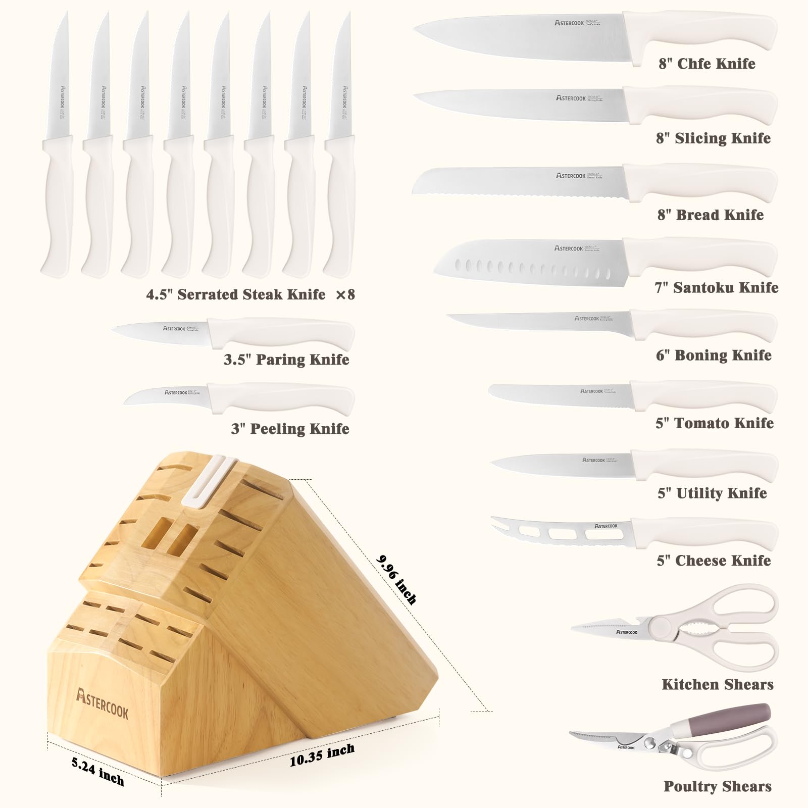 High carbon German stainless steel blades from Astercook set