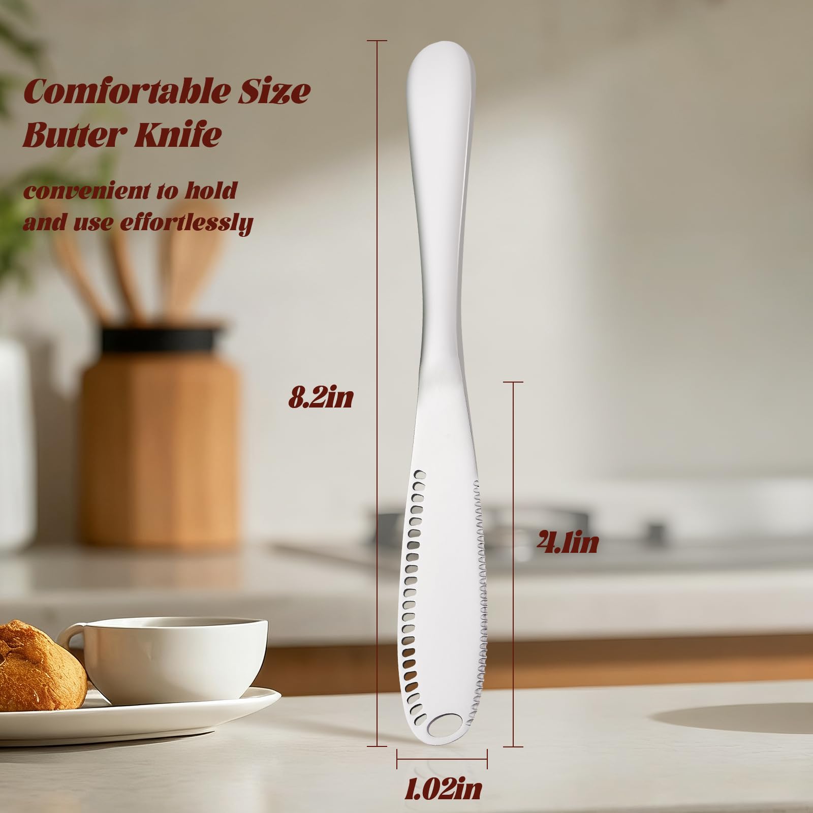 Ergonomic handle butter knife for spreading slicing curling
