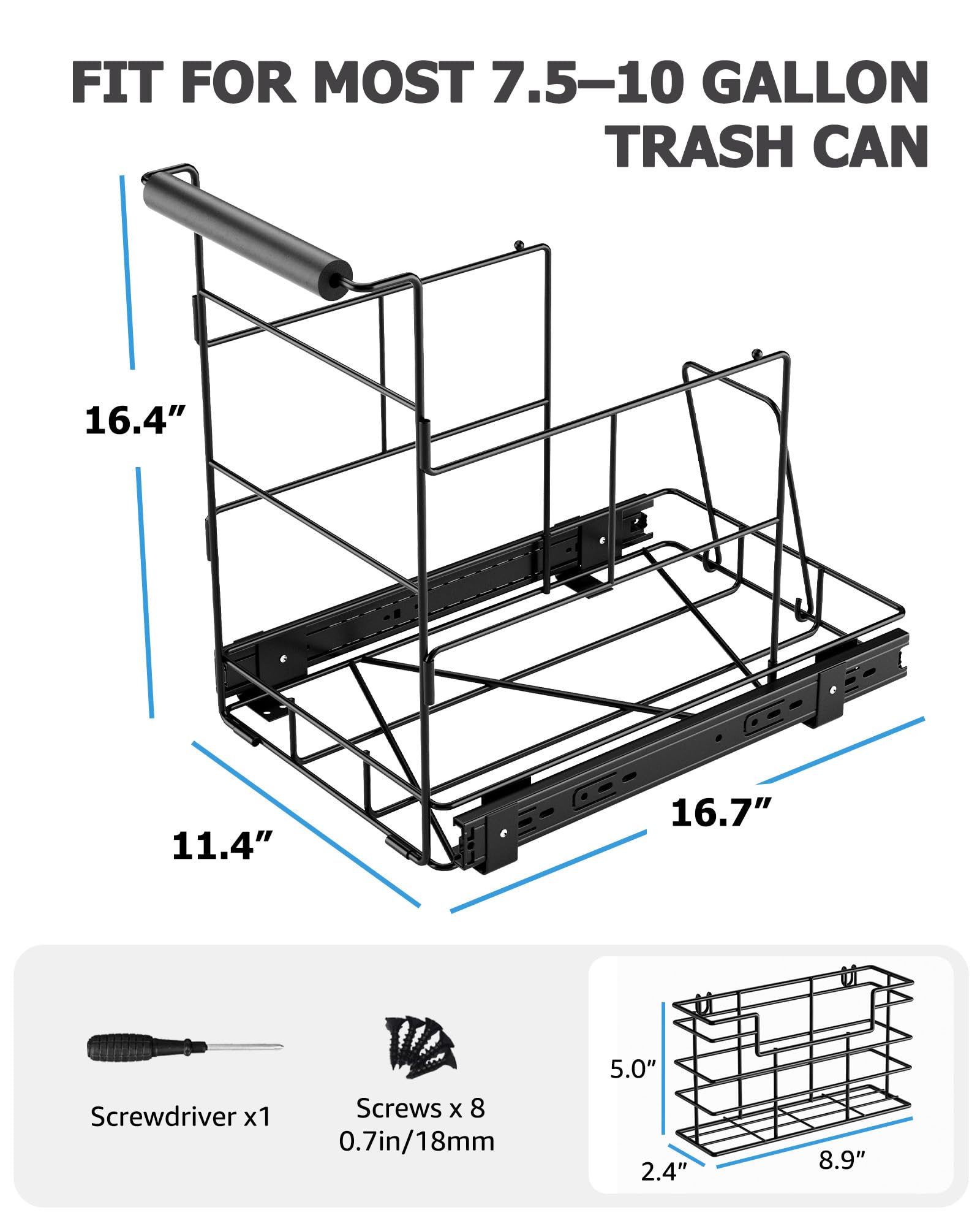 Heavy duty steel frame support for under cabinet use