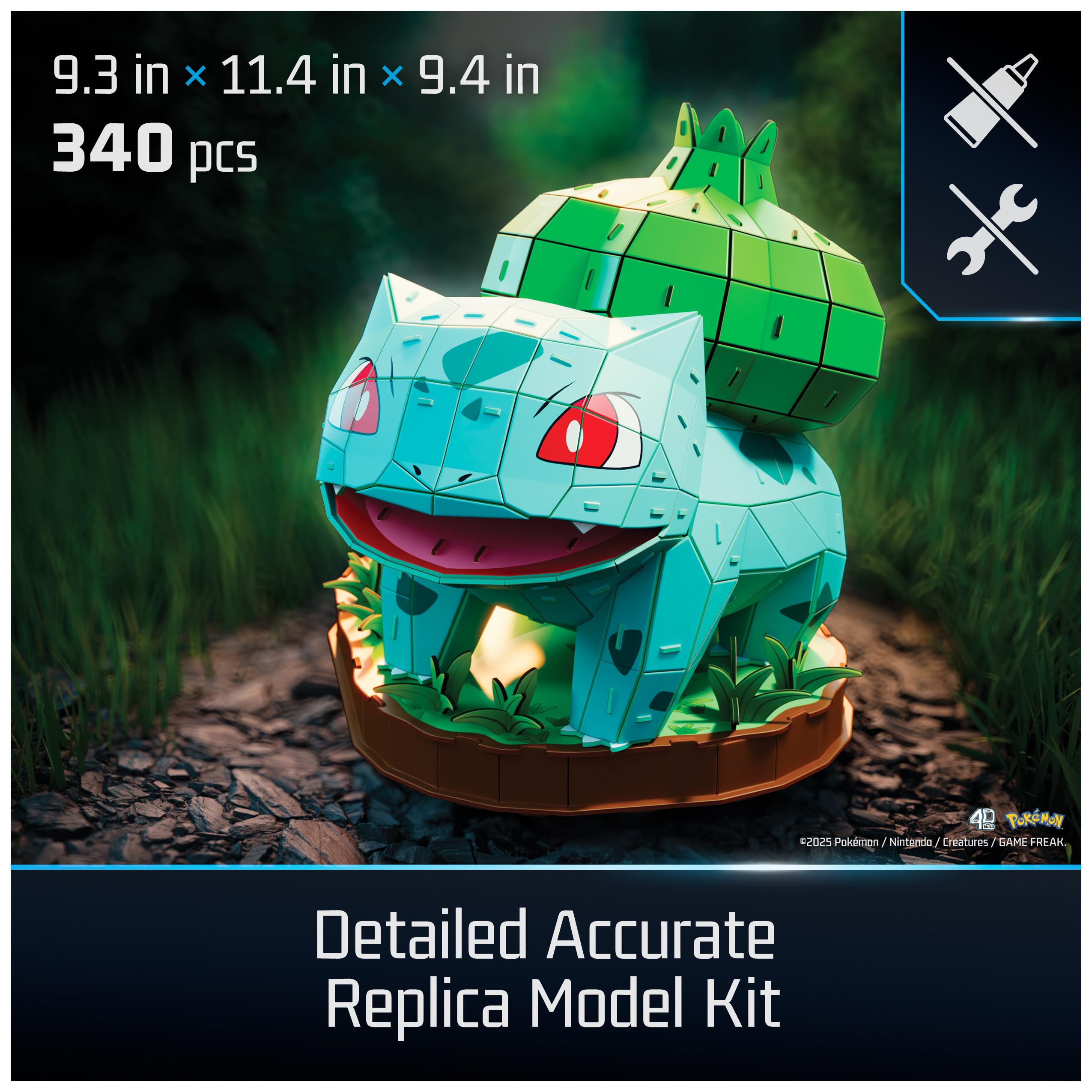 Bulbasaur 3D puzzle model kit designed for desk and shelf display