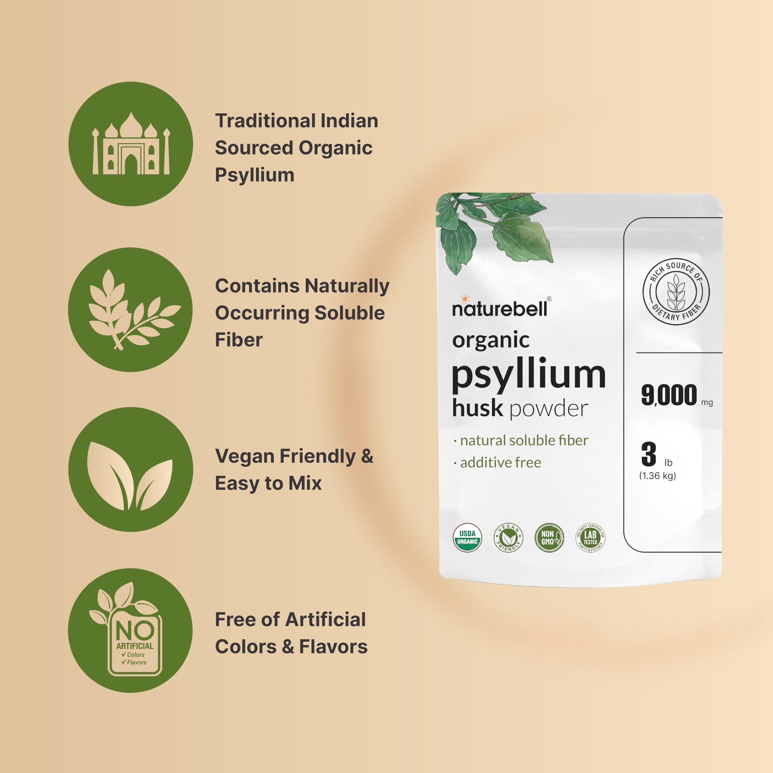 3lb bulk psyllium supplement NatureBell packaging