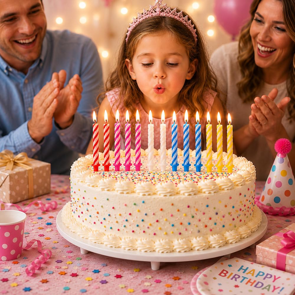 Non-toxic wax birthday candles with plastic holders