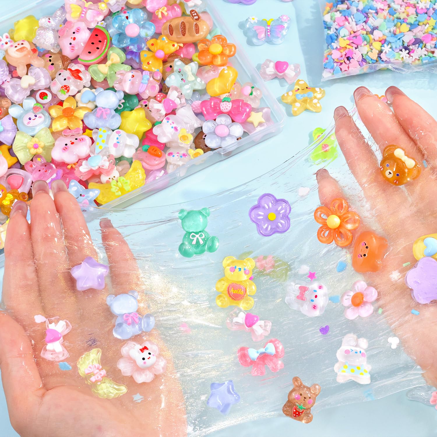 assorted charms including peach flower heart and candy