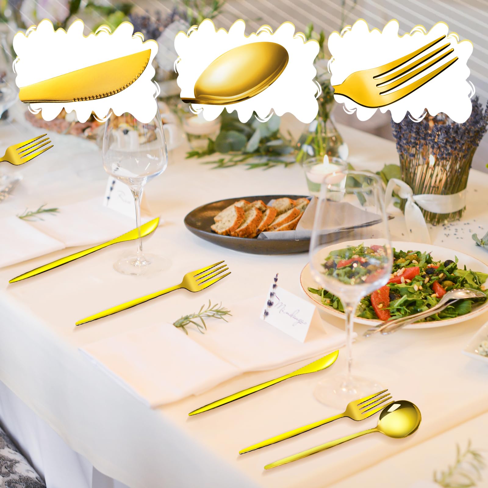 Bulk gold silverware for events and parties