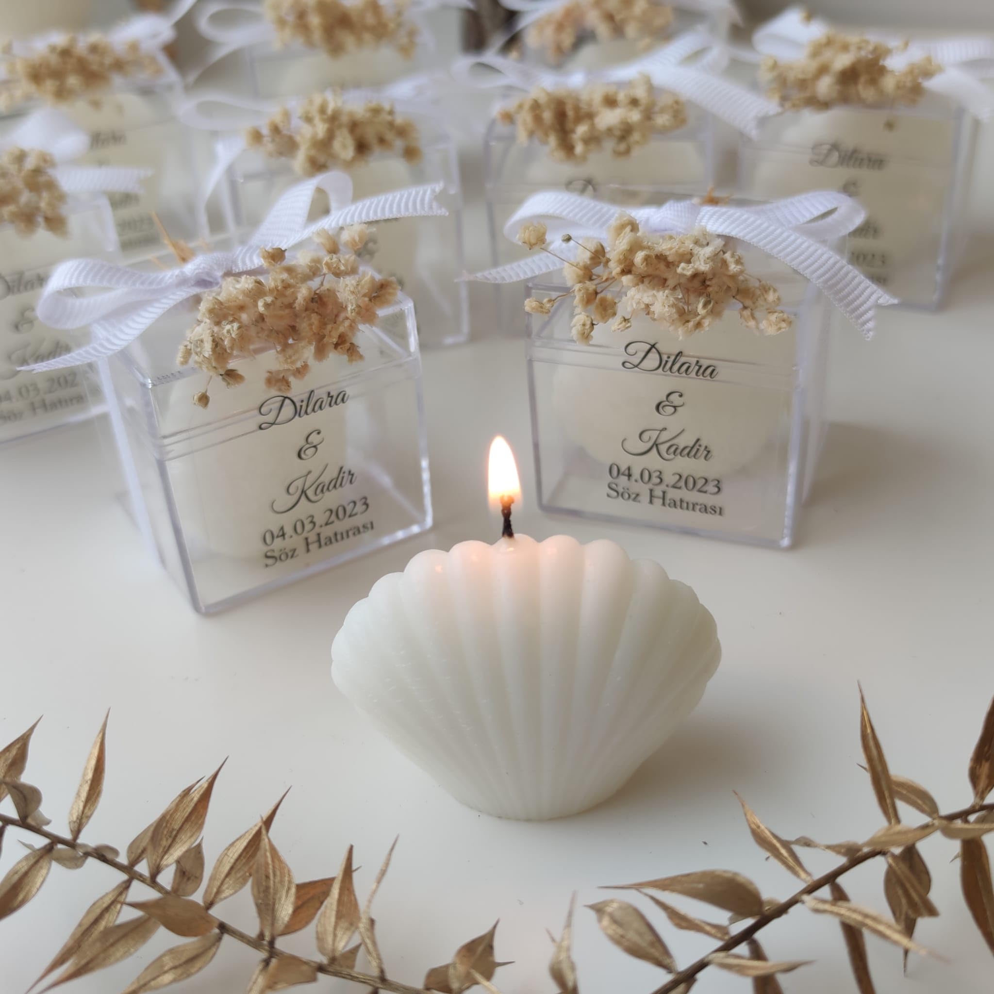 Baby shower seashell candle keepsake
