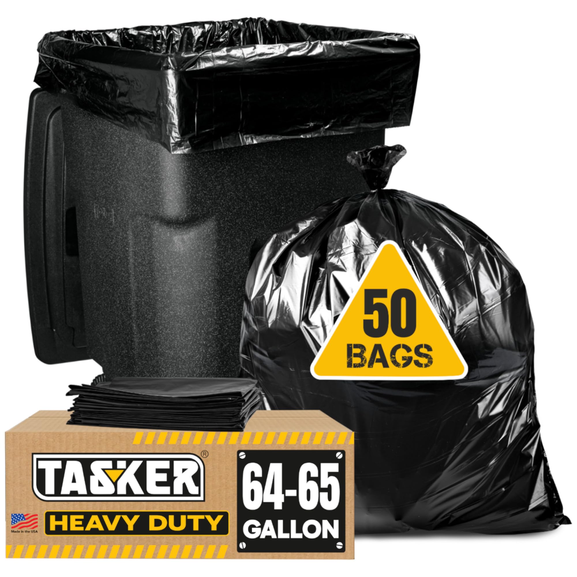Multi purpose black garbage bags 65 gallon household use