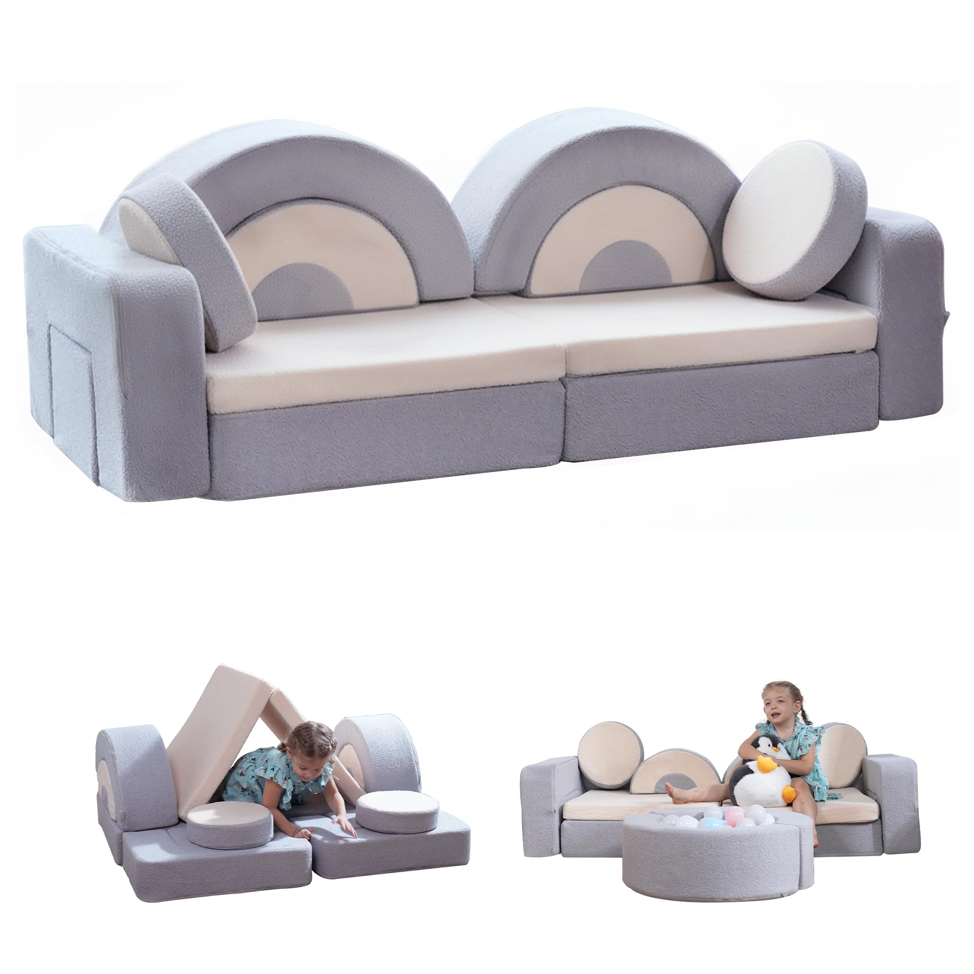 bumnana 14pcs modular kids play couch pieces layout