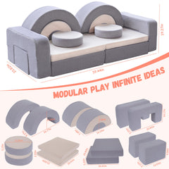 modular play couch velvet cover components