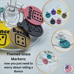USA made bunco wine glass charms designed and produced in the USA