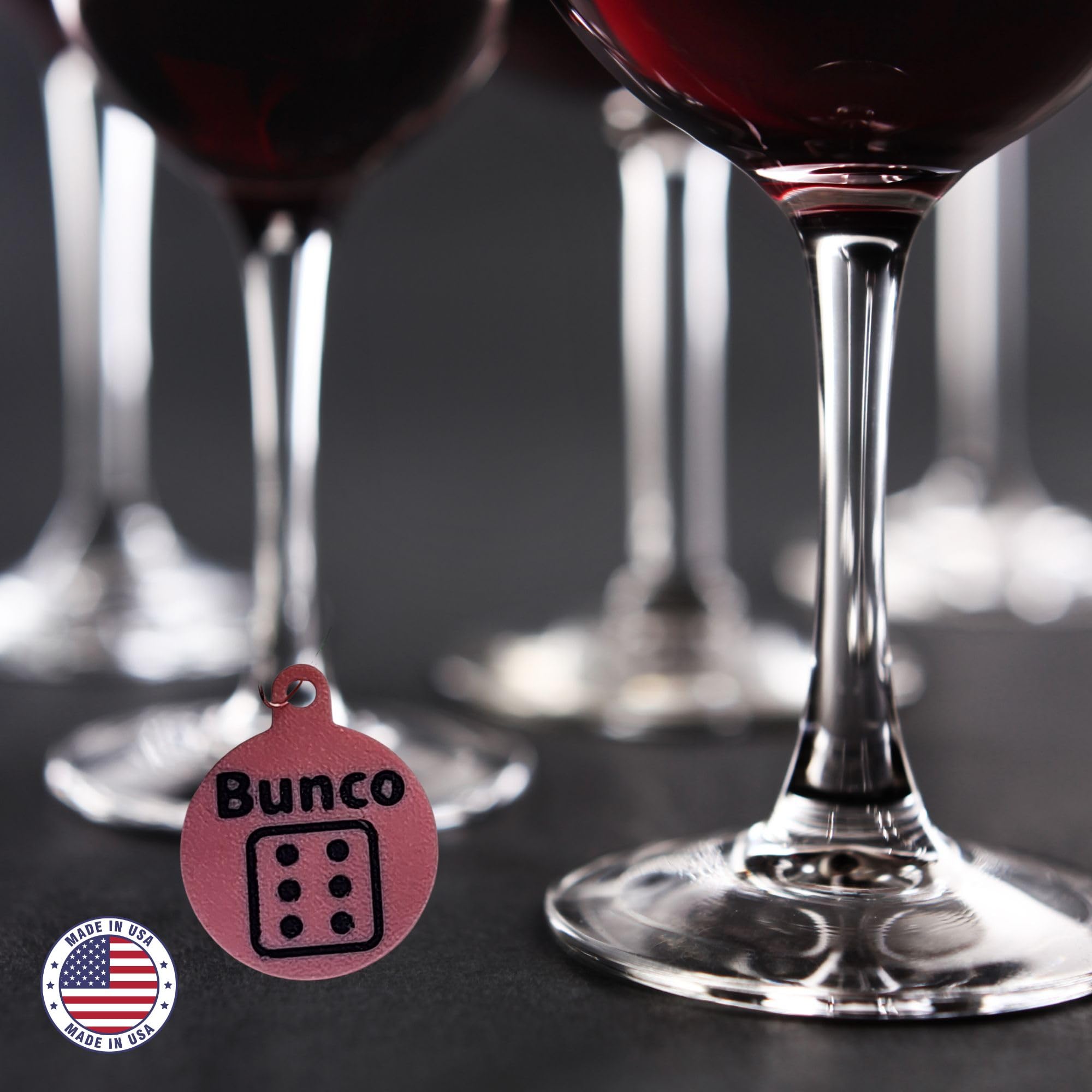 Stem glass markers for bunco players to differentiate drinks