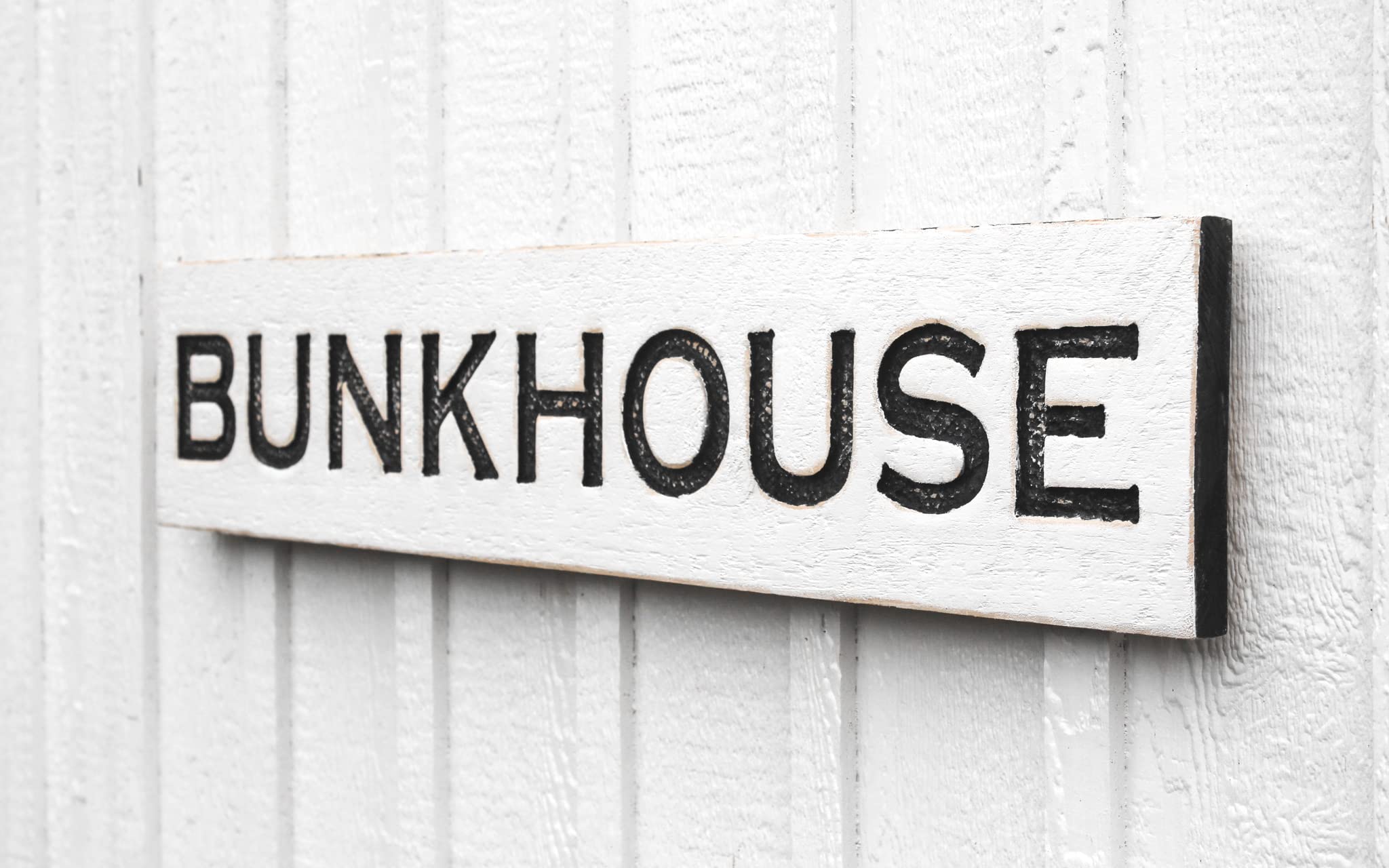 Lake house guest room cabin decor Bunkhouse Sign on wood board